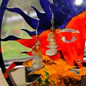 Agate nugget dangle earrings